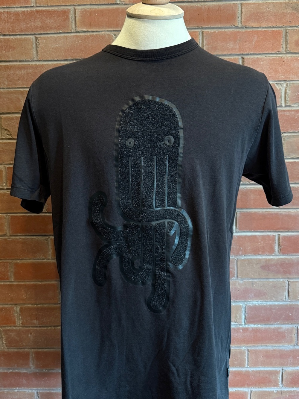 G-Star Black Short Sleeve Tee with Textured Octopus Graphic